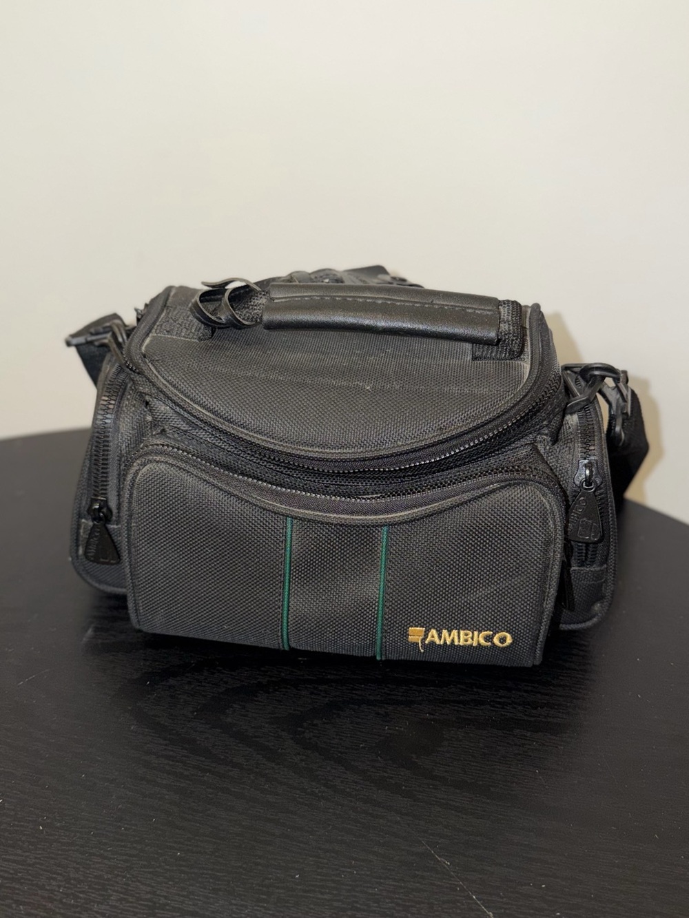 Ambico Camera Bag Black Nylon Shoulder Strap Padded Dividers